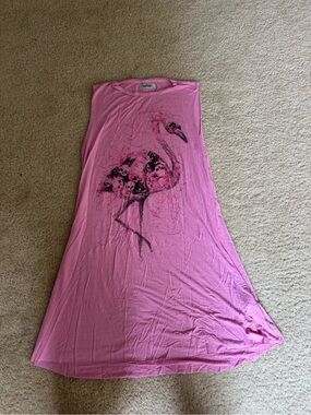 Lauren Moshi Pink Graphic Flamingo Sleeveless Dress